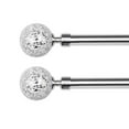thumbnail image 1 of 2 Pack Glass Mosaic Ball Finials Curtain Rod，3/4” Adjustable Curtain Rod，28-48 Inch，Chrome, 1 of 7