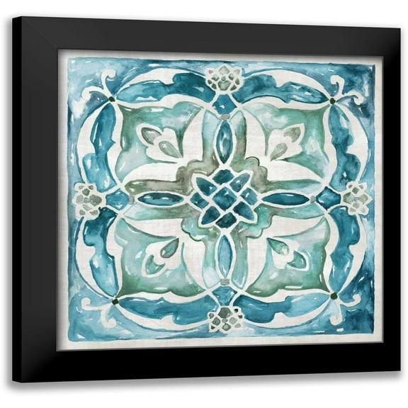 Nan 12x12 Black Modern Framed Museum Art Print Titled - Carribean Tile III