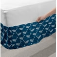 thumbnail image 2 of Fish Bed Skirt, Ocean Whales in Flowering Details Deep Sea Aquatic Animals Marine Repetition, Elastic Bedskirt Dust Ruffle Wrap Around for Bedding Decor, 4 Sizes, Night Blue and White, by Ambesonne, 2 of 2