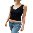 thumbnail image 1 of EIMELI Women Knit Tank Tops Solid Color Ribbed Sleeveless V-Neck Button Front Slim Waistcoat, 1 of 5