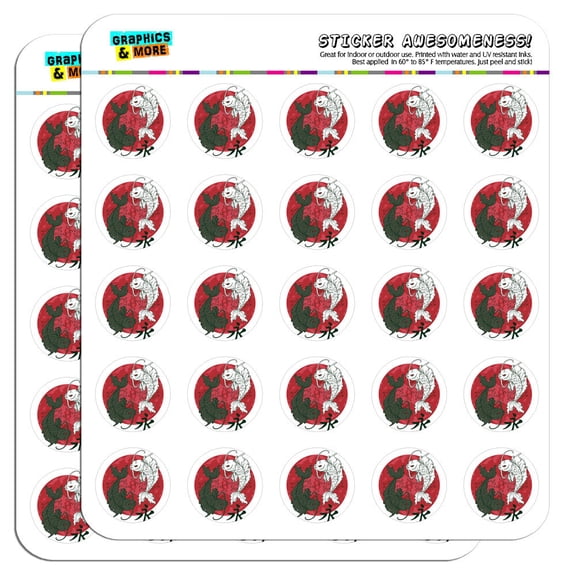 Yin and Yang Red Moon Japanese Asian Koi Carp Fish 1" Scrapbooking Crafting Stickers
