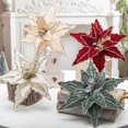 thumbnail image 5 of Adornos colgantes de flores navideñas de 26 cm con purpurina dorada y roja, simulación de vellón, flores falsas, para árbol de Navidad, 5 of 5