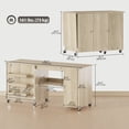 thumbnail image 2 of Table Pliante pour Machine à Coudre avec Rangement - Table d'Artisanat en Bois Naturel pour Salon, Chambre et Petits Espaces - Tablette Ajustable, 2 Portes, Design Mobile, 2 of 7