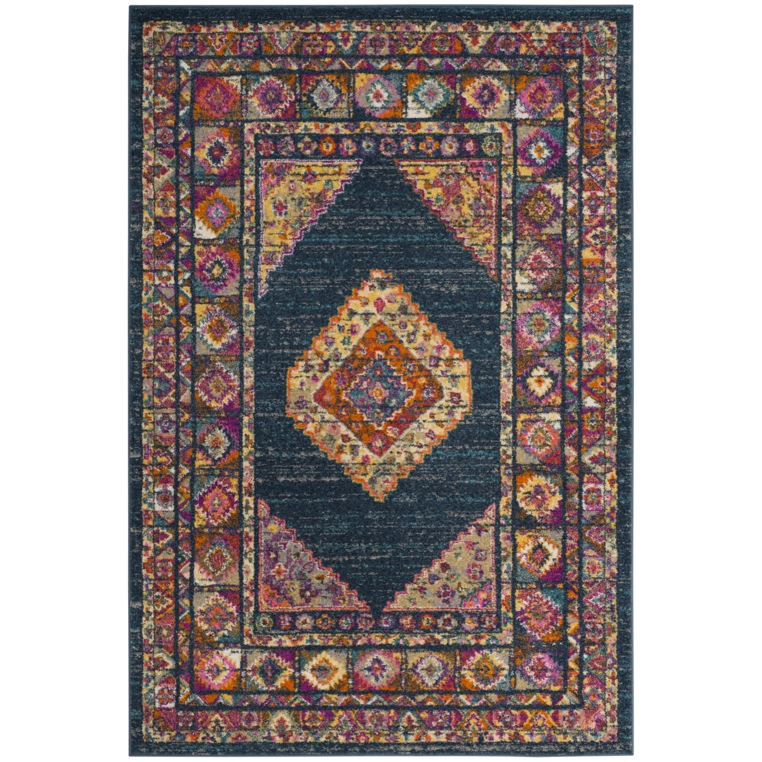 SAFAVIEH Madison Emmet Traditional Runner Rug, Blue/Fuchsia, 2'3" x 12'