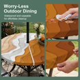 thumbnail image 5 of Round Outdoor Tablecloth with Umbrella Hole and Zipper, Orange Coastal Beach Tablecloth with Elastic Waterproof, Rustic Abstract Sea Waves Striped Patio Table Covers for 45" - 54" Picnic Pool Tables, 5 of 9