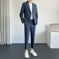 thumbnail image 4 of Conjunto de 2 piezas para hombre, chaqueta gris, traje informal completo para hombre, tendencias de ropa de primavera y otoño de Corea, disfraces, pantalones de lujo, ceremonia, 4 of 5