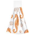 thumbnail image 7 of Yayeee Kitchen Hanging Hand Towels Set of 2 with Loop Bathroom Absorbent Tie Towel, Orange Seahorse, 7 of 7