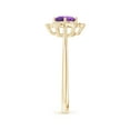 thumbnail image 3 of ANGARA Natural Round Amethyst Cocktail Ring with Floral Diamond Halo in 14K Yellow Gold for Women (Size-5mm) | February Birthstone, Anniversary, Jewelry Gift for Women | Natural Amethyst Ring, 3 of 10