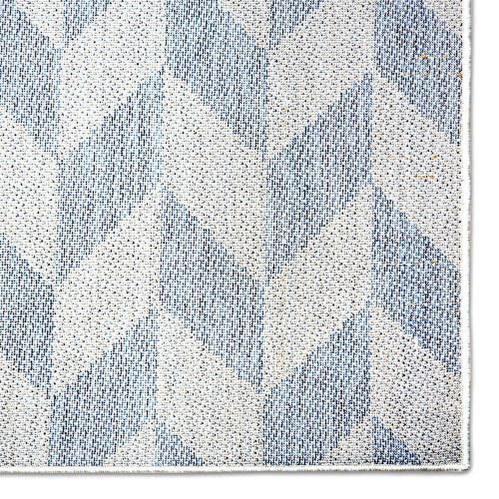 Nicole Miller New York Patio Country Calla Contemporary Herringbone Indoor/Outdoor Area Rug, Blue/Grey, 9'2"x12'5"