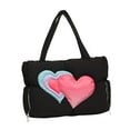 thumbnail image 4 of Bolso de mano para mujer, con botones a presión, estilo hobo, ligero, de nailon Negro, 4 of 9