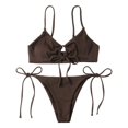 thumbnail image 1 of Conjunto de bikinis de traje de baño para mujer, parte superior de bikinis con cordón y parte inferior lateral con lazo ajustable, conjunto de trajes de baño de dos piezas, 1 of 5
