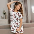 thumbnail image 3 of Naloa Red Snake Print Women Nightgowns,Womens Loungewear,Short Sleeve Sleepwear,Comfy Ladies Nightdress, 3 of 6