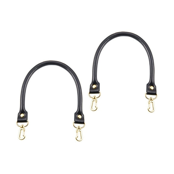 1Set Leather Bag Handles with Golden Plated Alloy Clasps for Bag Straps Replacement Accessories Black 400x14x9~10mm 2pcs/set