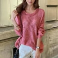 thumbnail image 2 of Diufon Womens Long Sleeve Sweaters Fall Casual Solid Color Tops Rounds Neck Pullover Tops, 2 of 4
