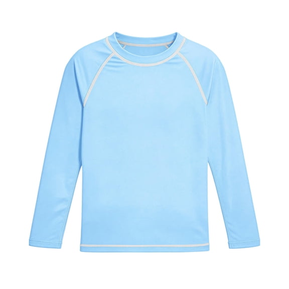 LEKWK Boys Rash Guard Long Sleeve UPF50 Quick Dry Crew Neck Sun Shirts Lightweight Loose Fit Solid Bathing Suit Summer Swimming Outdoor Outfits