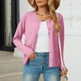 thumbnail image 5 of qucoqpe Women's Lightweight Button Down Cardigan Long Sleeve Casual Crew Neck Soft Knit Cardigan Sweater Tops for Women, 5 of 6