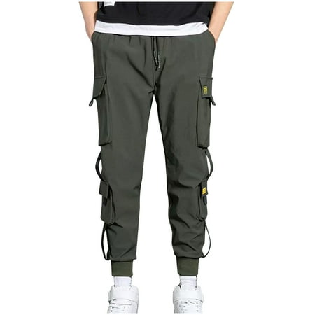 LbsKUS Deals of The Day Lightning Deals Mens Cargo Sweatpants Novelty Y2K Outfit, Teen Boys Fashion Y2K Paratrooper Pants Multi Pocket Athleisure Trousers(Green,3X-Large)