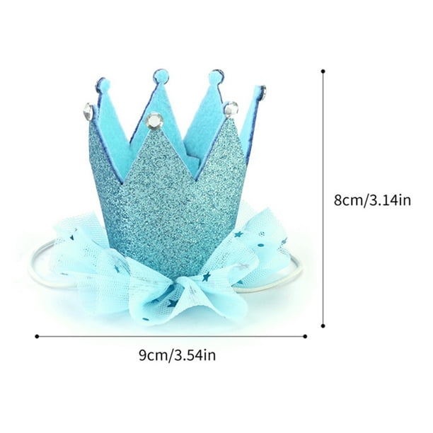 Nobrand Dog Crown Hat Rhinestone Glitter Star Elastic Dog Party Crown Pet Birthday Hat Blue