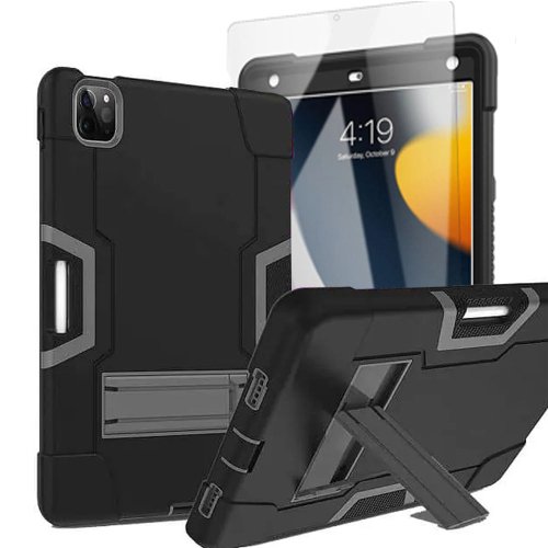 SuperShield Case for iPad (A16) 11th Generation 11" 2025, iPad 10th Generation 10.9-inch 2022, with Built-in Screen Protector Kickstand, Rugged Full Body Protective Cover - Black