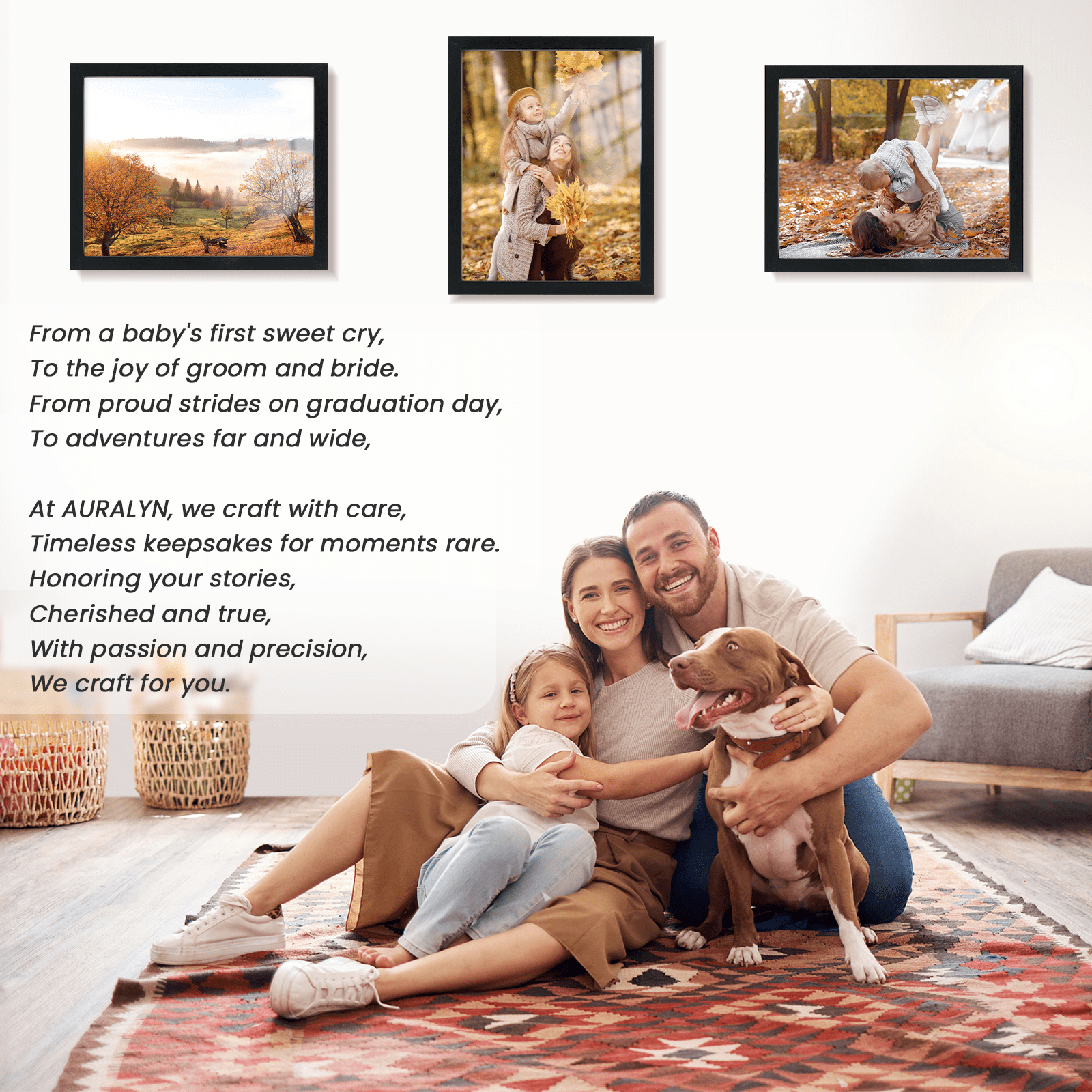 AURALYN 16x20 Picture Frames Set of 3, Fits 12x16 with Mat – Safe for Fingers, Includes Hanging Kit – Gallery Wall Frames, Black
