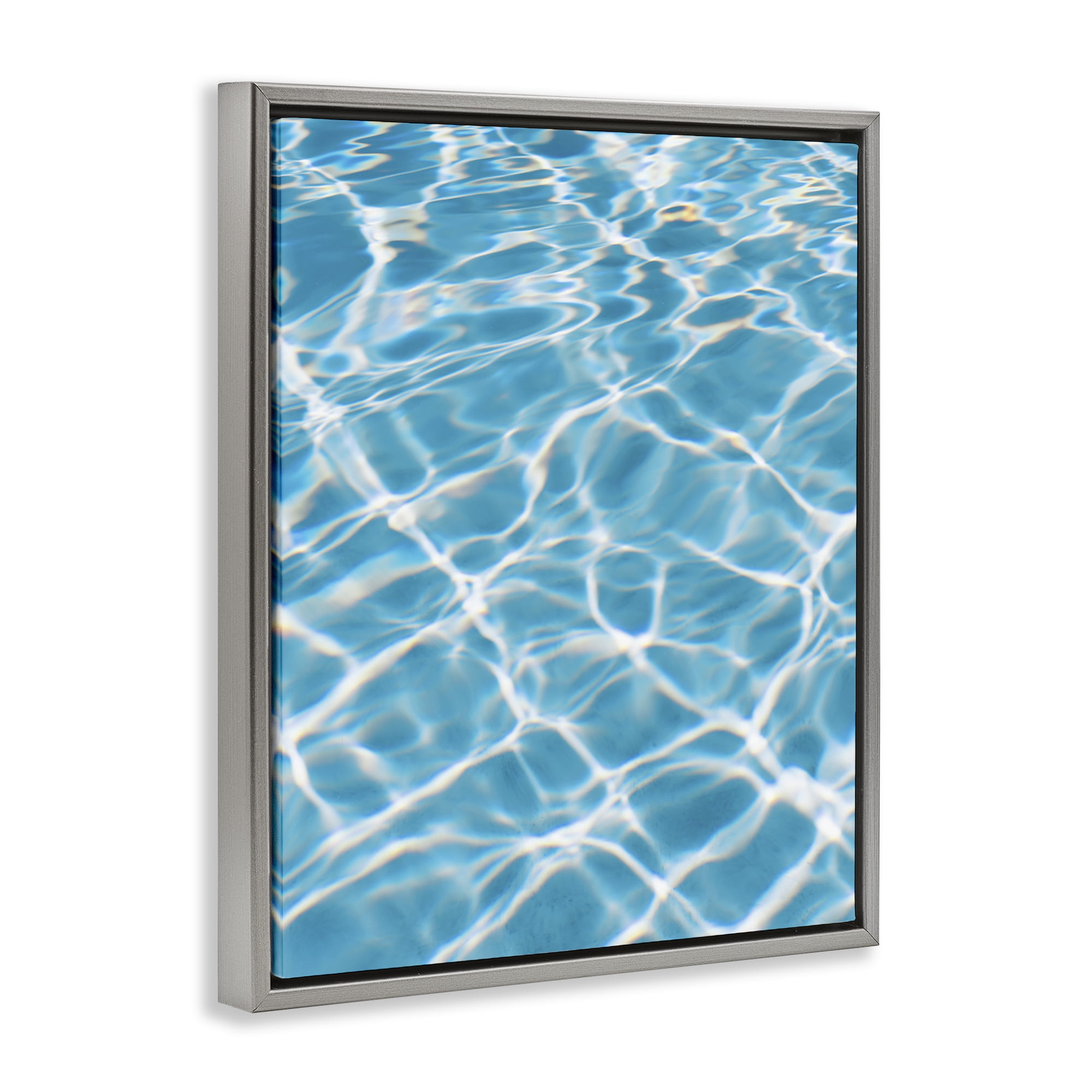 Stupell Industries Summer Water Reflection Abstract Painting Gray Floater Framed Canvas Art Print Wall Art, 17 x 21