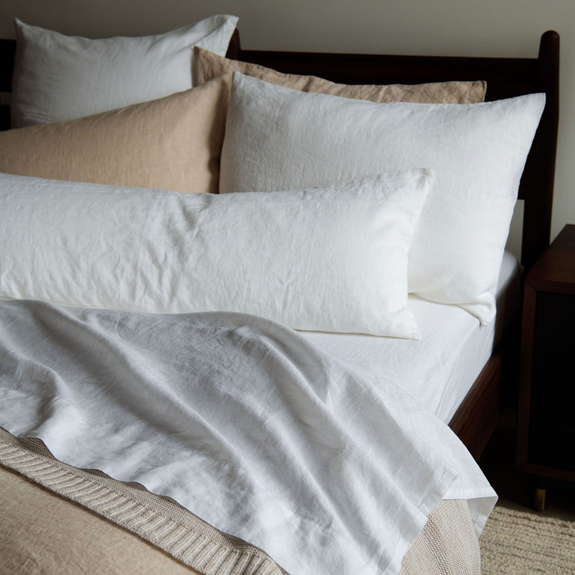 French Linen Body Pillow with removable Sham - White | BOKSER HOME