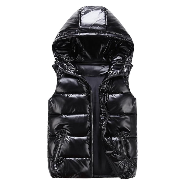 Sliktaa - Chaqueta impermeable sin mangas, unisex, brillante, ligera