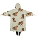 thumbnail image 2 of Oversized Wearable Blanket Hoodie,Dachshund Footprint Sherpa Blanket Hoodie with Super Pockets,Super Warm Fuzzy Pullover for Women & Men, 2 of 6
