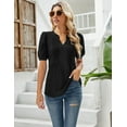 thumbnail image 5 of ZHENWEI Womens V Neck Puff Short Sleeve Pleated T Shirts Fashion Summer Tops Casual Tunic Blouse, 5 of 8