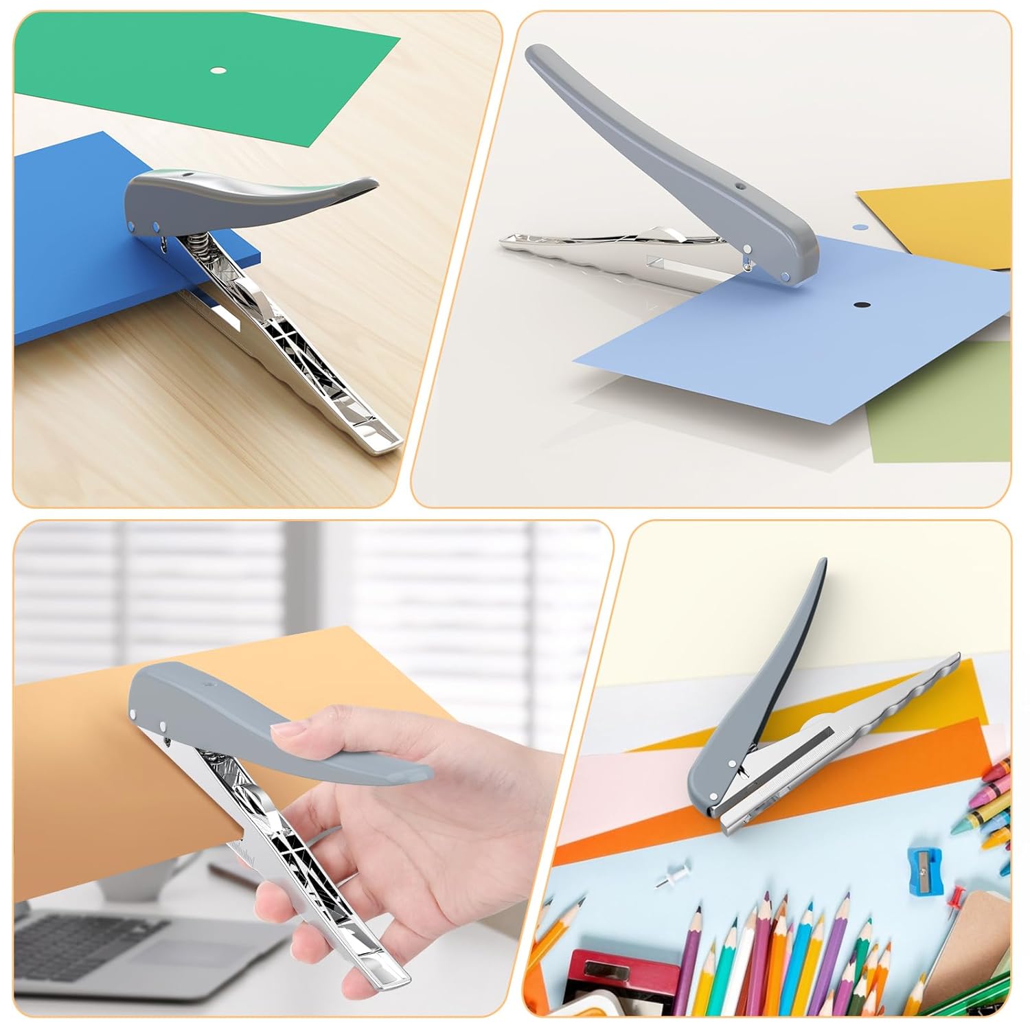 ABCISI 1/8 Hole Punch, Hole Puncher 25 Sheets Capacity One Hole Punch Heavy Duty Paper Punch for Paper ID PVC Cards Scrapbook Album (3MM)