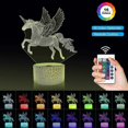 thumbnail image 2 of Regalos de unicornio para niñas, lámpara de noche con ilusión 3D y control remoto, 16 colores que cambian y función de atenuación, regalos creativos para la habitación/decoración del hogar B, 2 of 5