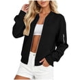 thumbnail image 2 of FDGIU Women's Waffle Knit Full Zip Jacket, Rib Cuff Long Sleeve Casual Sweatshirt Coat with Arm Zipper Pocket for Spring Fall Daily Lounge Layering, 2 of 5