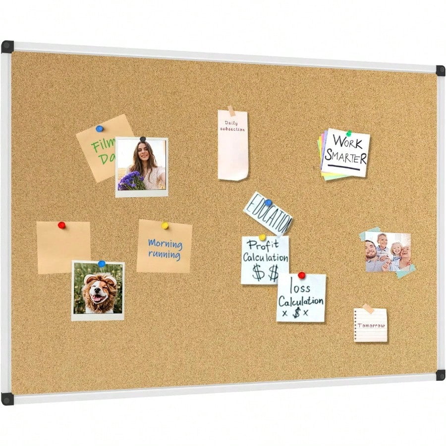 XBoard Cork Board 36 x 24 Notice Cork Bulletin Board Corkboard with Aluminum Frame and Push Pins for Display