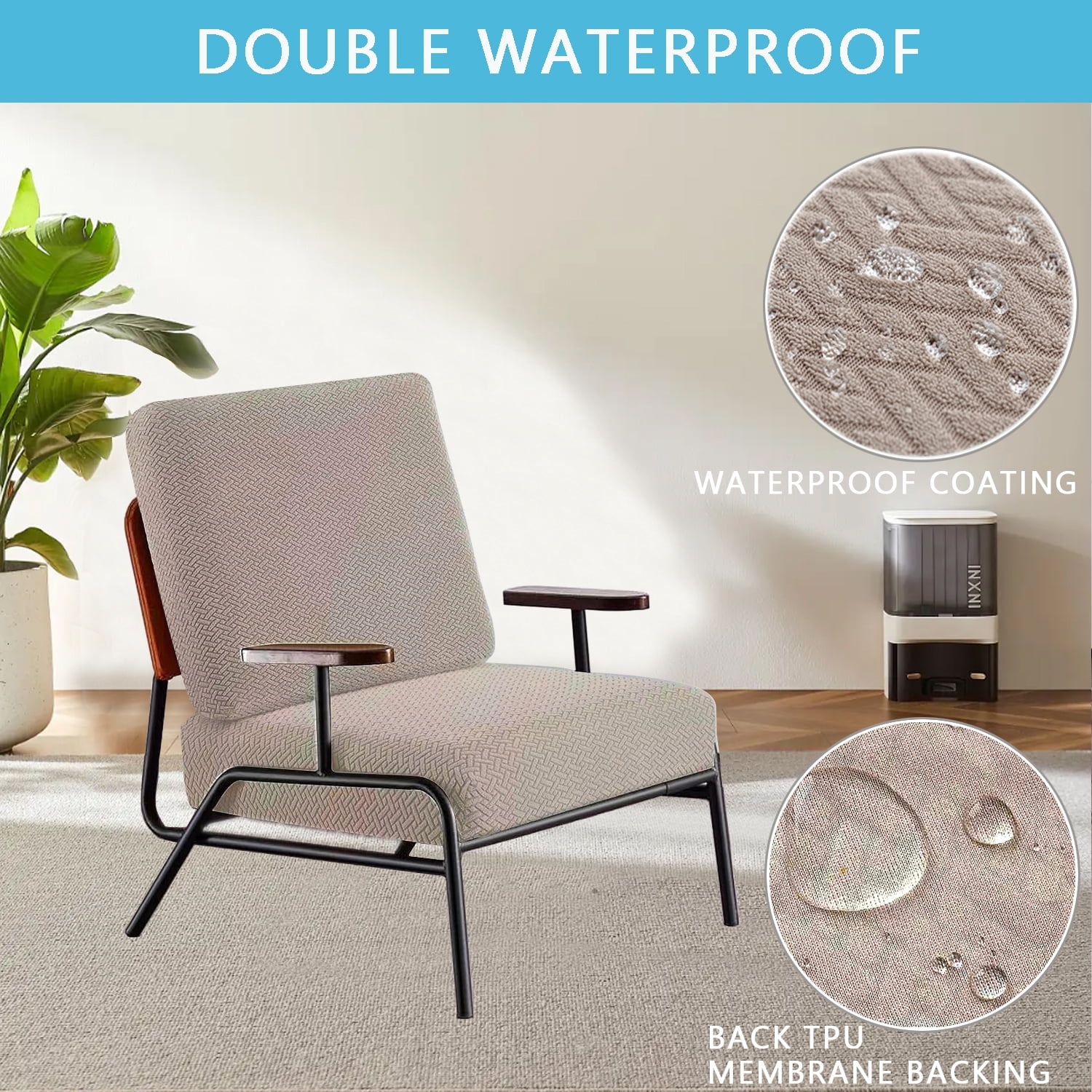 TOPCHANCES 2 Pack Patio Stretch Sofa Cushion Covers, Waterproof Outdoor Furniture Cushion Slipcovers Replacement Chair Seat Protector Covers