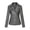 Gray, variant on IROINNID Women's Faux Leather Jacket Long Sleeve Solid Color Notch Lapel Outwear, Casual Leather Cardigan with Pocket Short Jacket