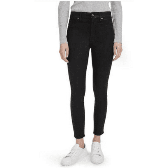 7 for All Mankind High Rise Skinny Jeans in Black Coated