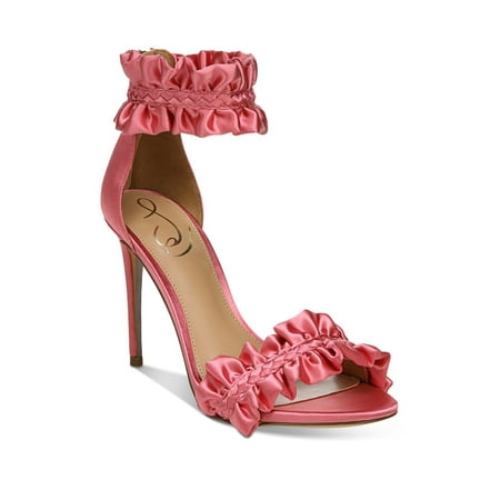

SAM EDELMAN Womens Pink Ankle Strap Ruffled Sawyer Round Toe Stiletto Zip-Up Dress Heeled 7.5 M