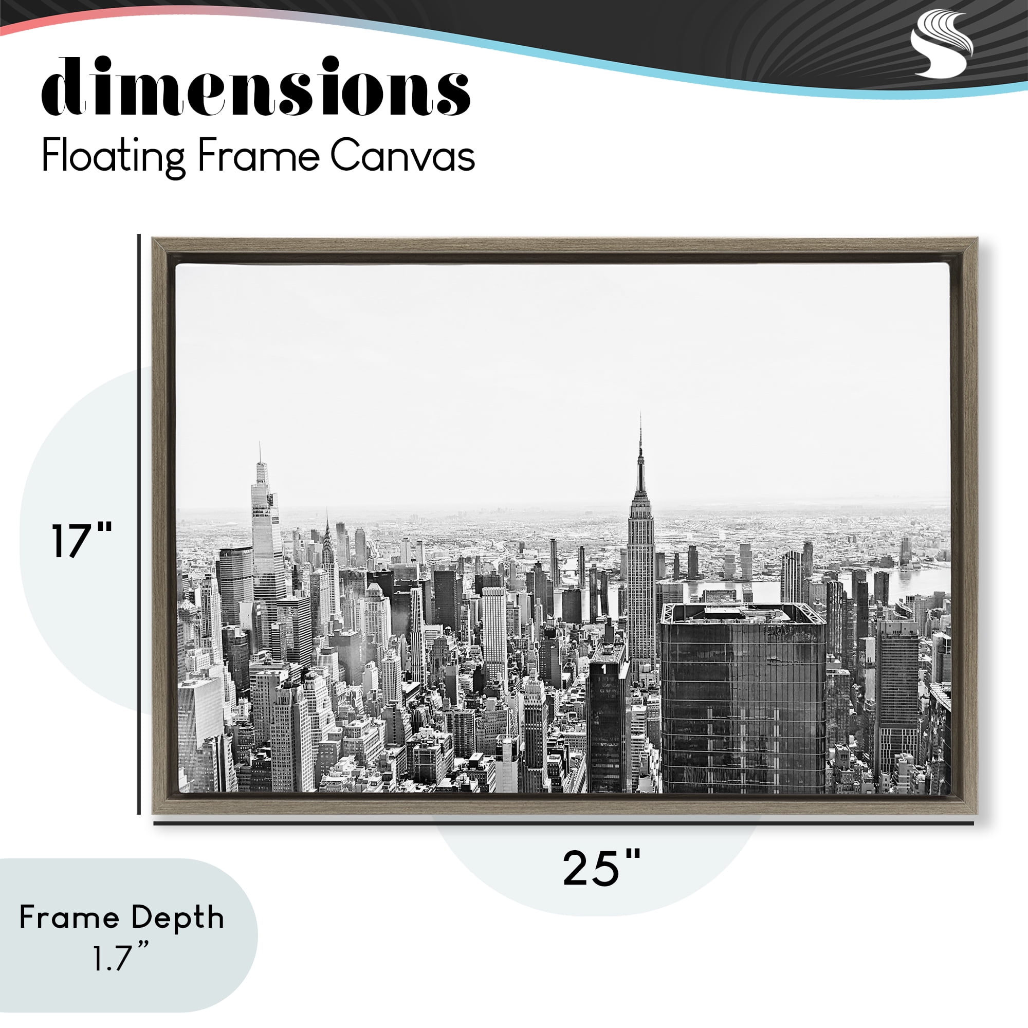 Stupell Industries New York City Scape View Brown Framed Floater Canvas Wall Art, design by Kali Wilson