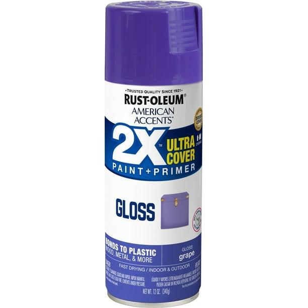 2x Ultra Cover Gloss Spray Paint, Purple Outdoor Metal Paint