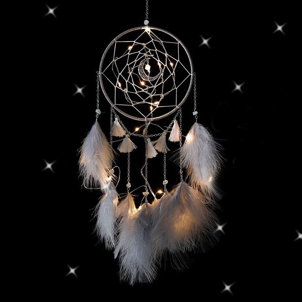 Dream Catcher Feather Wall Hanging Dreamcatcher Crafts Home Decor with LED Light 