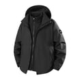 thumbnail image 4 of LYSMORA Men's Color Block Hooded Rain Jacket Full Zip Adjustable Cuff Outdoor Wind Coat for Hiking and Camping, 4 of 8