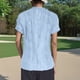 thumbnail image 3 of Camisa de punto jacquard holgada con cuello en V para mujer: manga corta, detalle de cordones, informal de verano, fácil de cuidar, 3 of 7