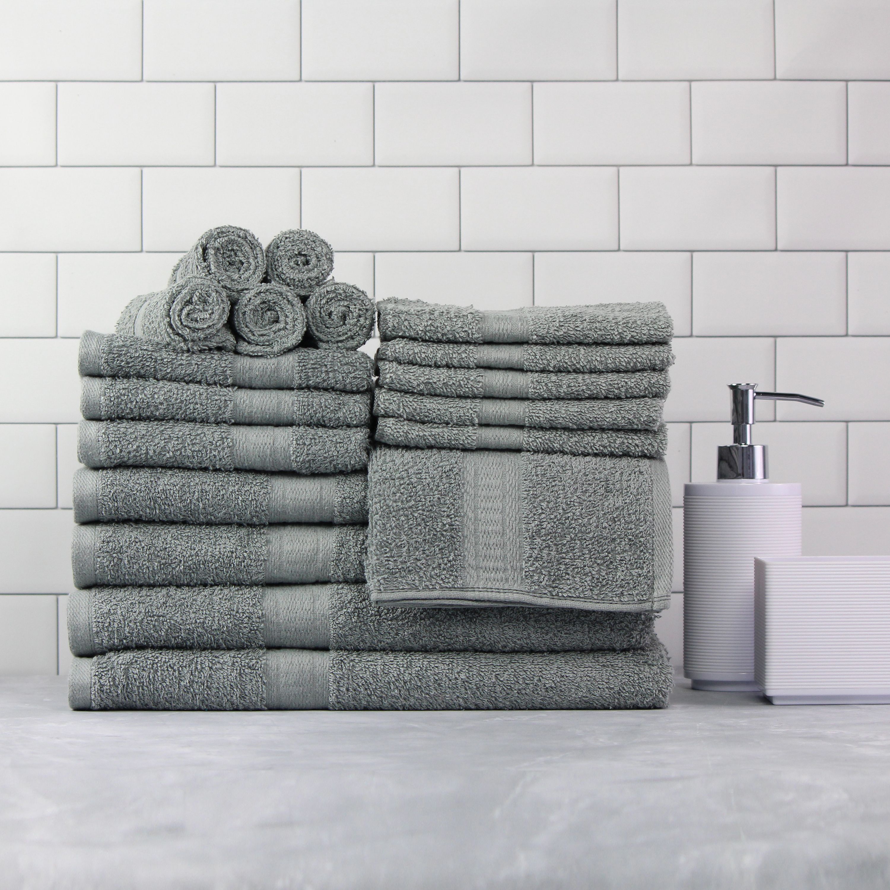 Mainstays Basic Bath Collection, 18-Piece Towel Set