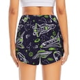 thumbnail image 4 of Running Shorts for Women, green Space Pattern white Workout Athletic Shorts with Pockets, Lounge Yoga Shorts Women, 4 of 7