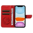 thumbnail image 3 of Dteck Pattern Case for iPhone 11,Magnetic Leather Butterfly Floral Embossed Flip Case Card Slots Wallet Stand Cover with Wrist Strap for iPhone 11,Red, 3 of 7