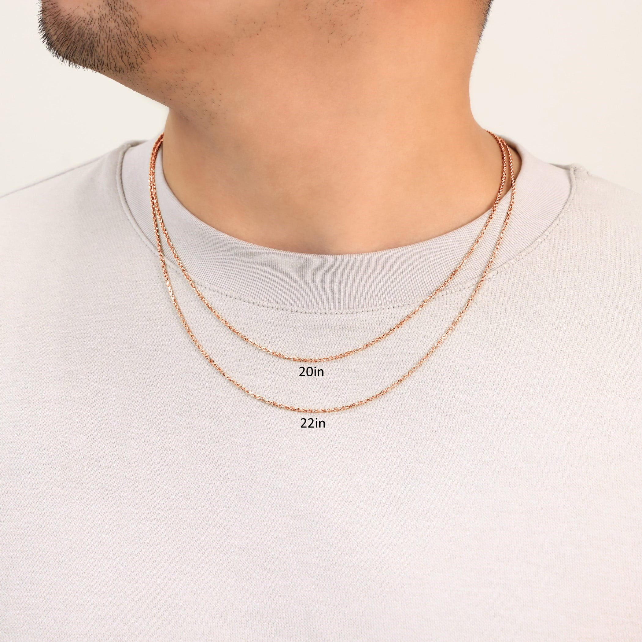 Nuragold 14k Real Rose Gold 1.5mm Rope Chain Diamond Cut Necklace (16"-24") Dainty Italian Jewelry for Men & Women