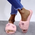 thumbnail image 2 of Risckoth Women's Plush Slide Slippers Butterfly Applique Accent Open Toe Cozy House Shoes, Pink, 2 of 7