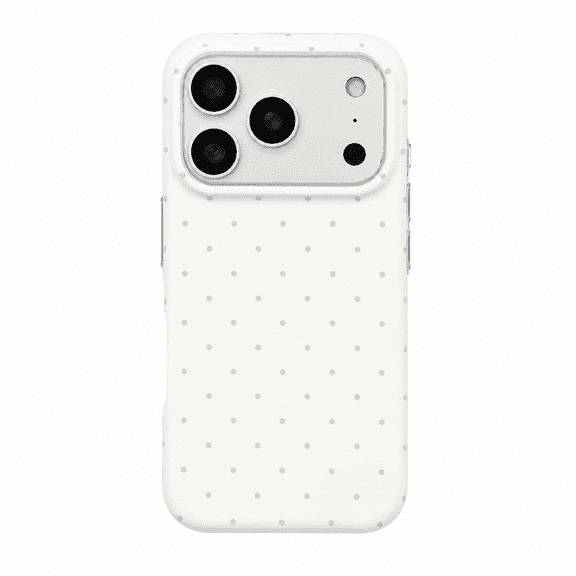 Minimalist Polka Dot Phone Case for iPhone 17 Pro Max, Dual-Layer IMD Protective Cover, Shockproof Soft Edge Matte Case with Camera Protection, Anti-Scratch, White