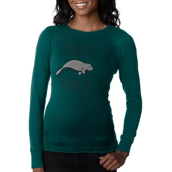 Floaty Potato Manatee Juniors Long Sleeve Thermal Teal SM