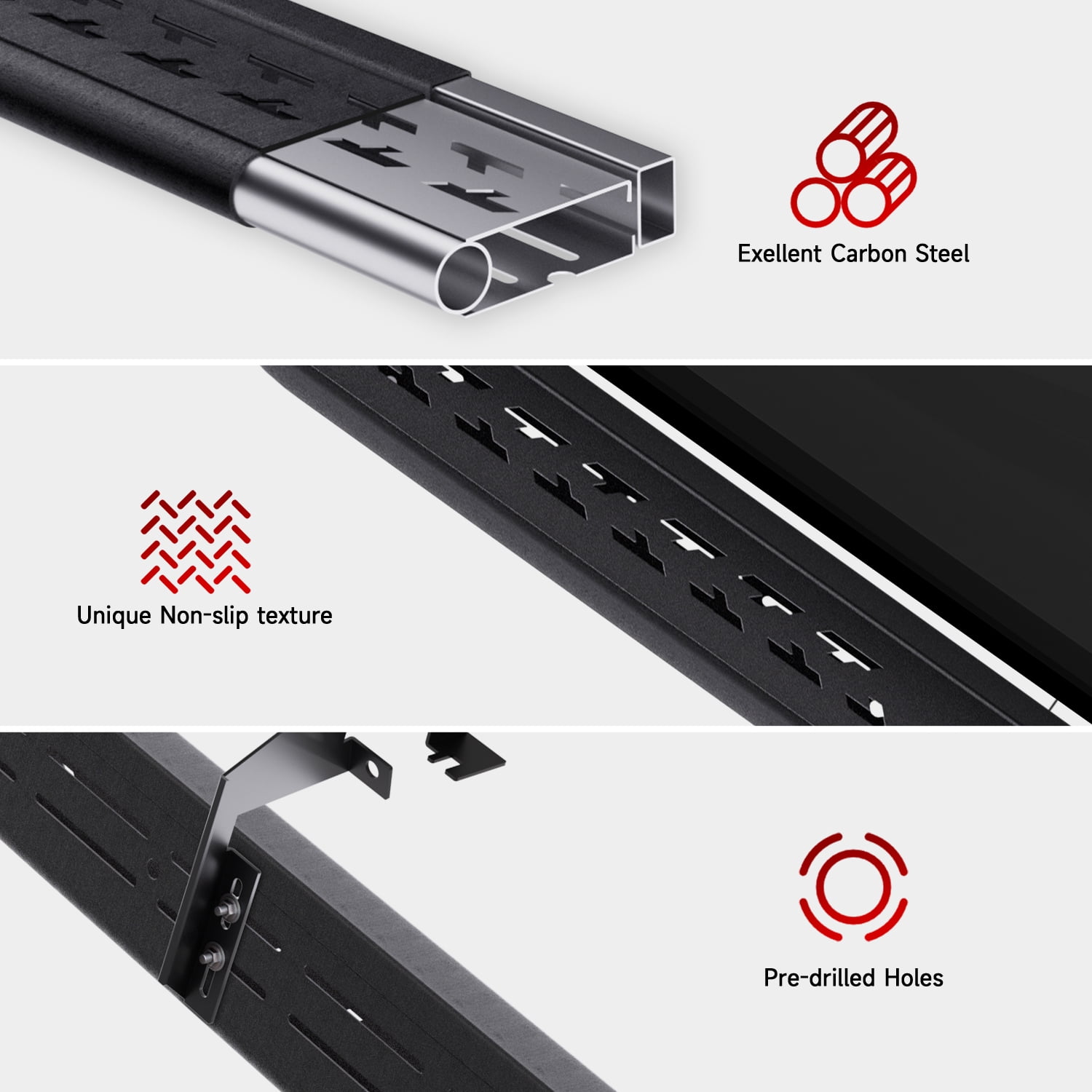 Side Step Running Boards Compatible with 2007-2018 Silverado Crew Cab Running Boards,Chevy Silverado 1500/2500HD/3500HD Crew Cab Side Step, Black Nerf Bars